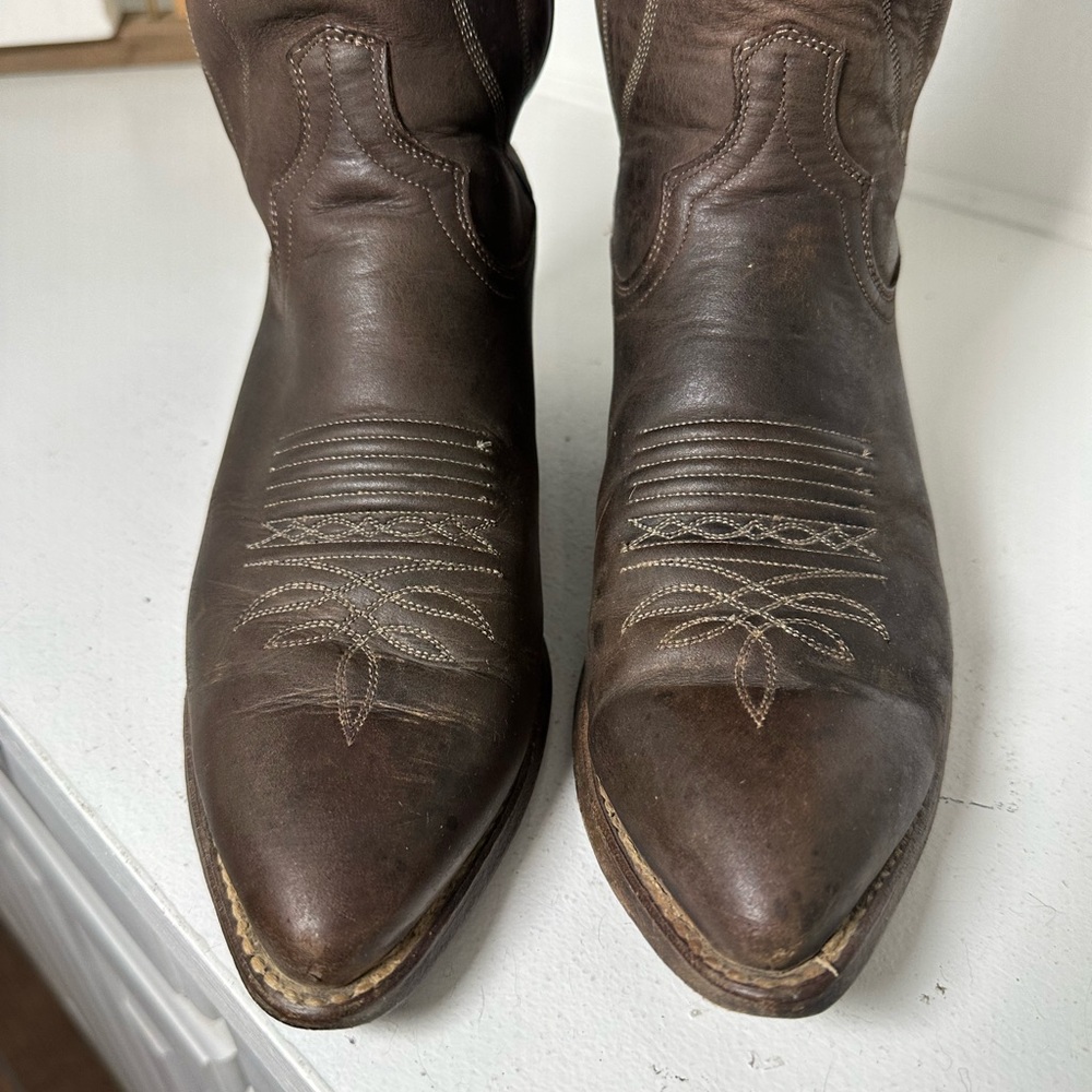 Vintage Dan Post Cowboy Boots Brown Leather Western Boot Mens 8D Wmn 9.5 Classic - Picture 3 of 10
